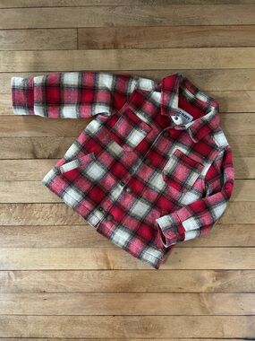 Old Navy Red Plaid Button-Front Kids Shirt Jacket